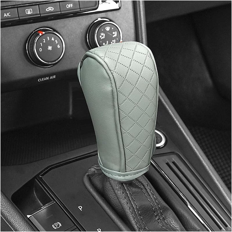 Stacool Leather Gear Shift Cover Diamond Embroidery Design,Durable Shift Knob Cover for Shift Lever Protection,Universal Car Gear Shift Cover Car Decorative Accessory Suitable for Cars,Trucks,SUVs (Gray) - Image 1